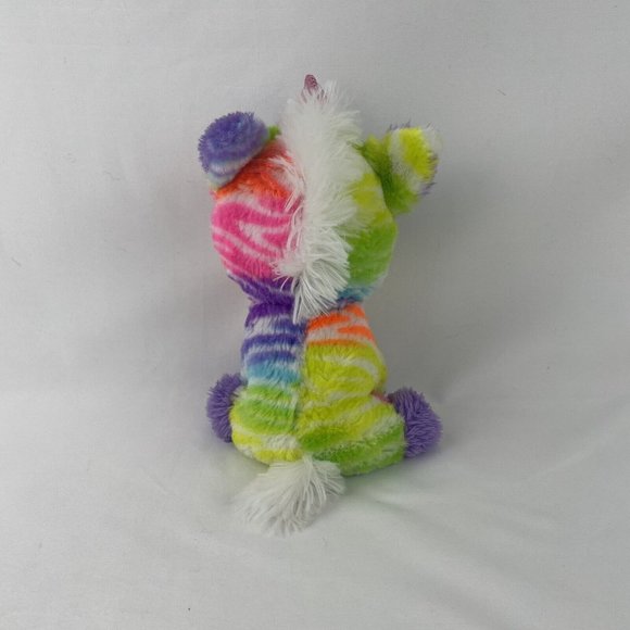 MTY International Unicorn 8” Plush Pastel Rainbow Pink Glitter Eyes Stuffed Toy - Picture 3 of 8